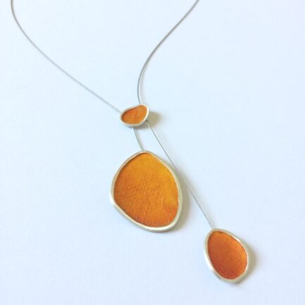 Silver necklace with coloured paper inlay