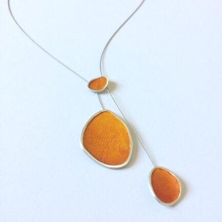 Silver necklace with coloured paper inlay