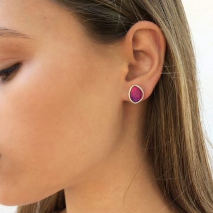 Silver studs with coloured paper inlay