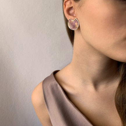 Silver nebulae missing piece round studs with coloured paper inlay