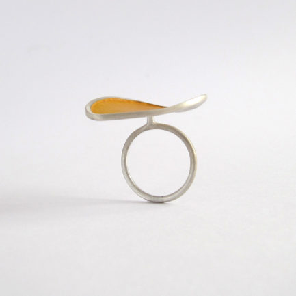 Silver statement ring with coloured paper inlay