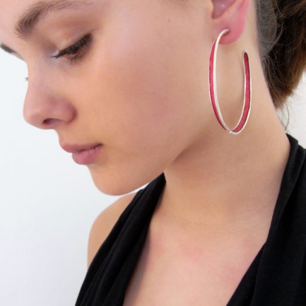 Silver statement hoops with coloured paper inlay