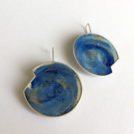 Silver nebulae bold rounded drop earrings with coloured paper inlay