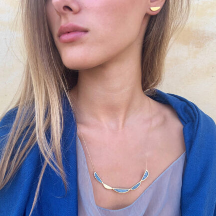 Silver gold-plated necklace with coloured paper inlay