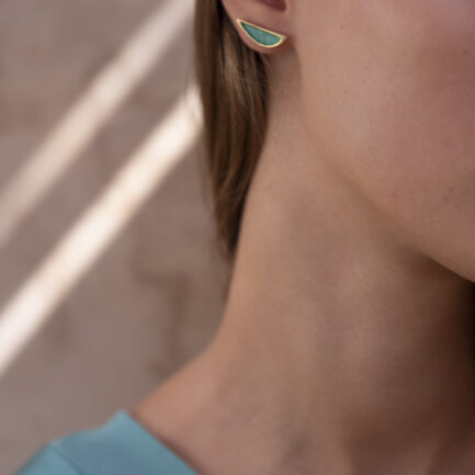 Silver gold-plated studs with coloured paper inlay