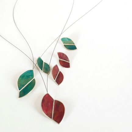 Silver spira large studs with coloured paper inlay