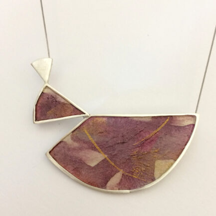 Silver nebulae long necklace with coloured paper inlay