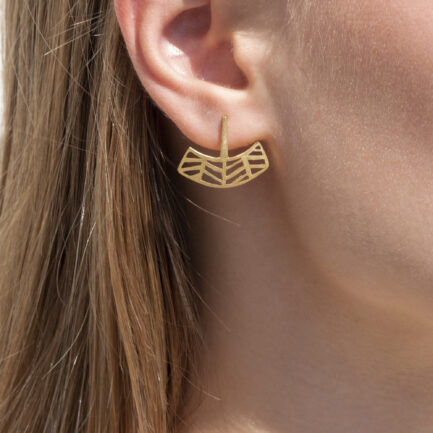Silver gold-plated herringbone earrings