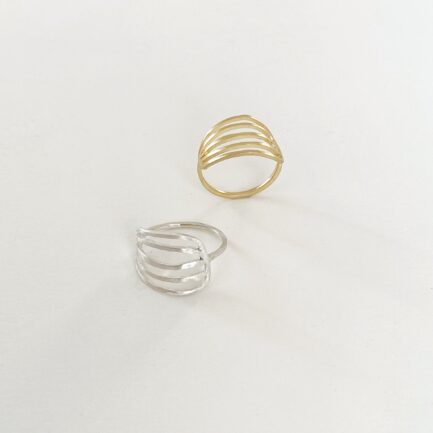Silver gold-plated linear ring