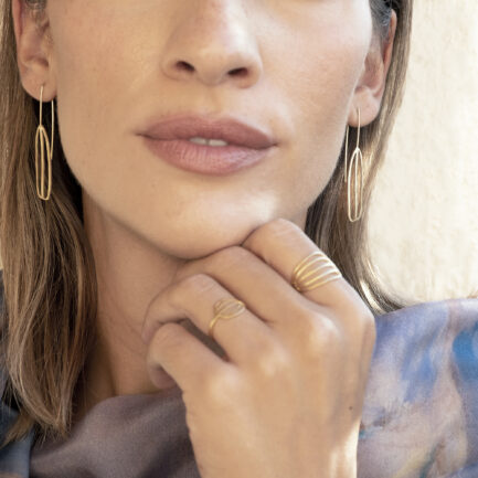 Silver gold-plated linear long earrings