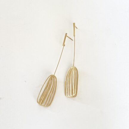 Silver gold-plated linear long drop earrings