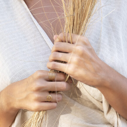 Silver gold-plated linear little ring