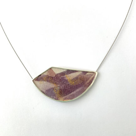 Silver nebulae short necklace with coloured paper inlay