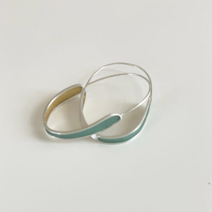 Silver long hoops with coloured paper inlay