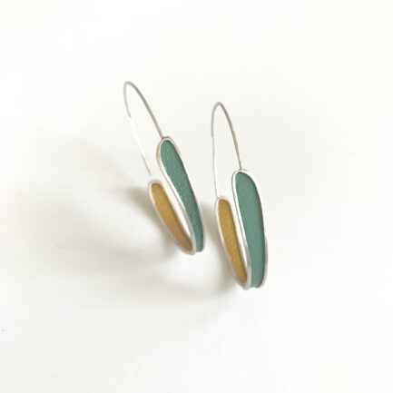 Silver long hoops with coloured paper inlay