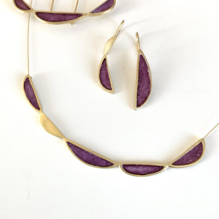 Silver gold-plated necklace with coloured paper inlay