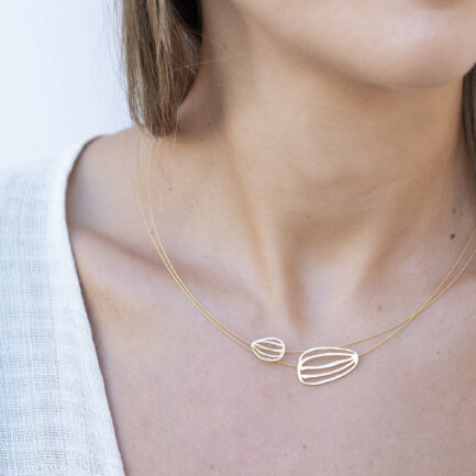 Silver gold-plated linear necklace