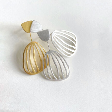 Silver gold-plated linear drop earrings