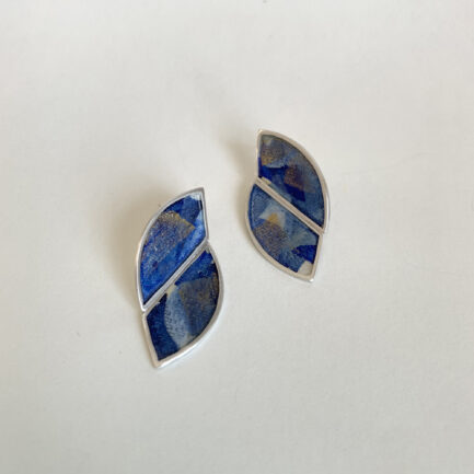 Silver spira large studs with coloured paper inlay