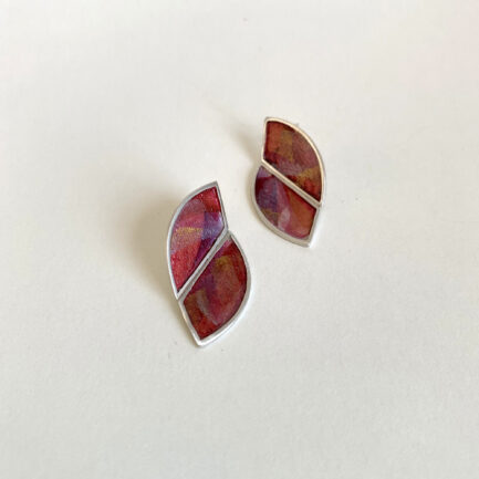 Silver spira large studs with coloured paper inlay