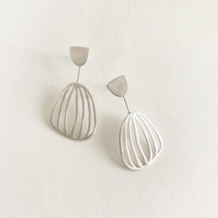 Silver gold-plated linear drop earrings