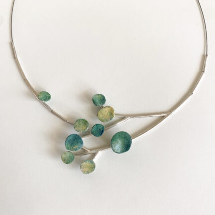 Silver blooming necklace with paperclay