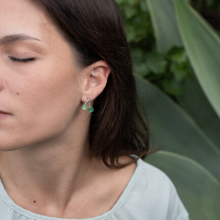 Silver cherry short earrings with paperclay