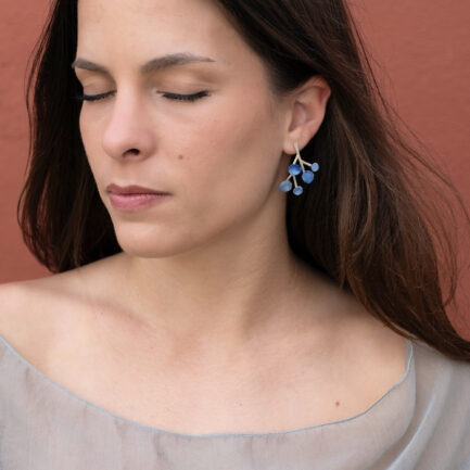 Silver tree earrings with paperclay