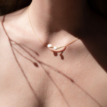 Silver gold-plated short necklace with enamel