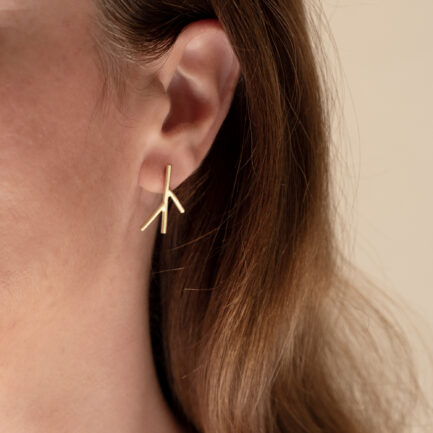 Silver gold-plated branch earrings