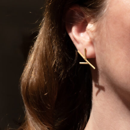 Silver gold-plated branch earrings