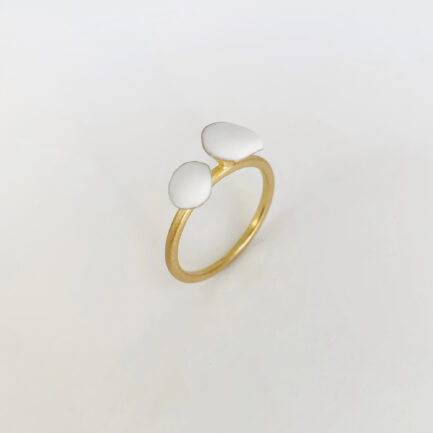 Silver gold-plated blooming ring with enamel