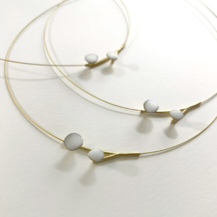 Silver gold-plated short necklace with enamel