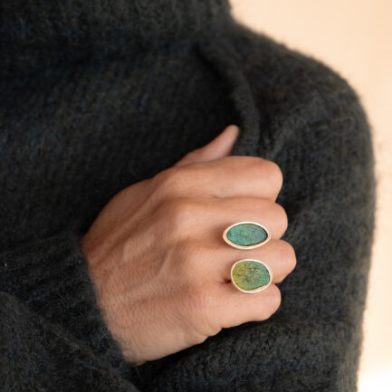 Silver double bubble open ring