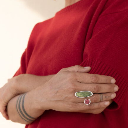 Silver double bubble open ring