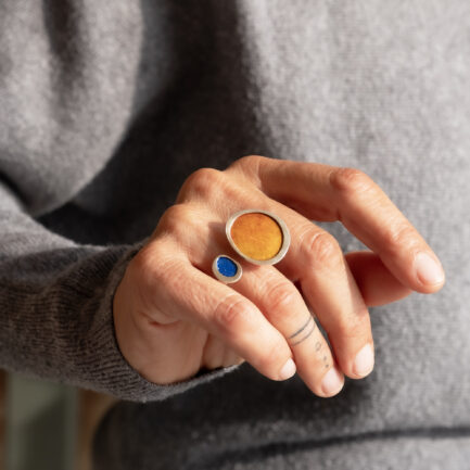 Silver double bubble open ring