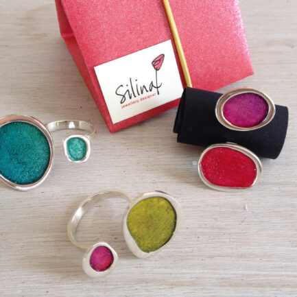 Silver double bubble open ring