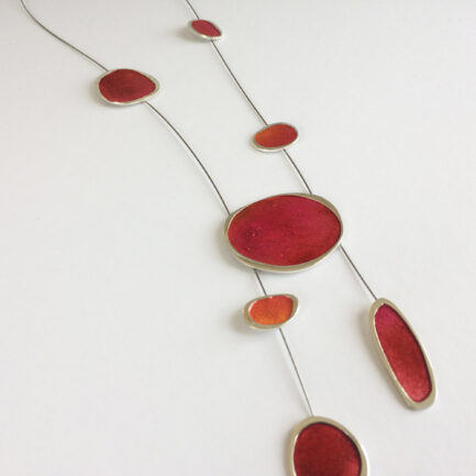 Silver statement bubble necklace with paper inlay
