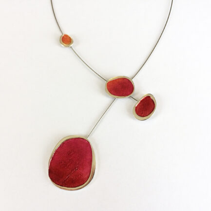 Silver long bubble necklace with paper inlay