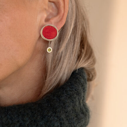 Silver bubble earrings with coloured paper inlay