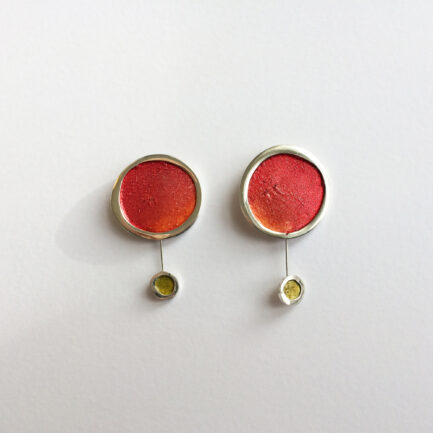 Silver bubble earrings with coloured paper inlay