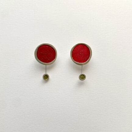 Silver bubble earrings with coloured paper inlay