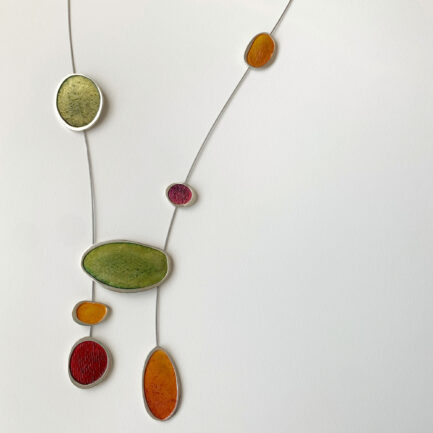 Silver statement bubble necklace with paper inlay