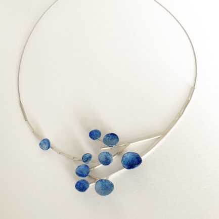 Silver blooming necklace with paperclay