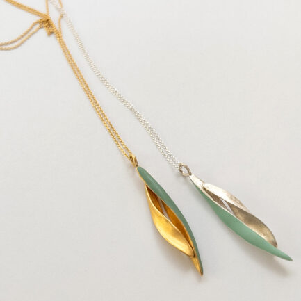 "Ondine" long drop pendant with enamel
