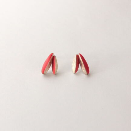 "Ondine" leaf shaped studs with enamel