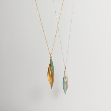 "Ondine" long drop pendant with enamel