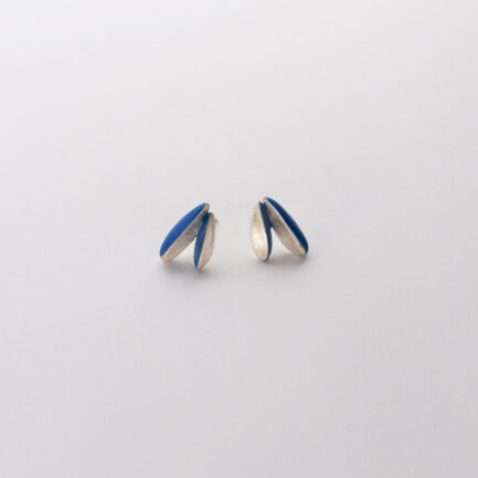 "Ondine" leaf shaped studs with enamel